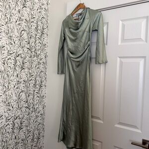 Sage Green Satin Dress (Selfie Leslie, s)